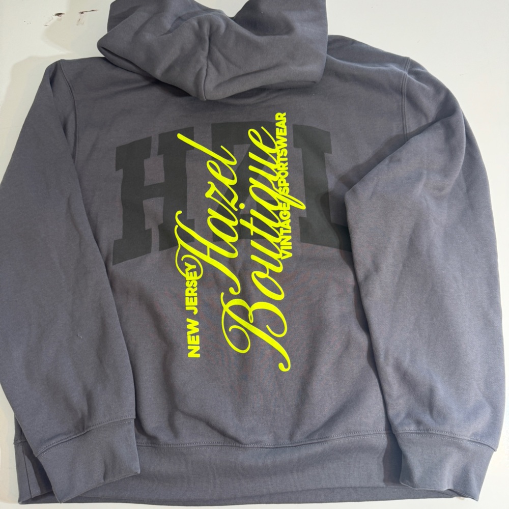 Hype Boutique Gray Hoodie Sweater with Neon Yellow Logo - Men
